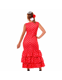 Déguisement espagnole femme – Robe flamenca rouge à pois blancs 2