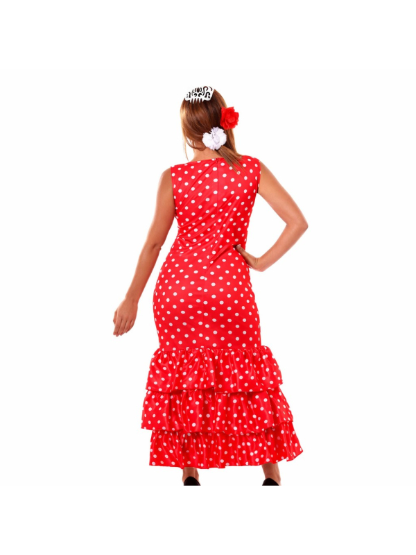 Déguisement espagnole femme – Robe flamenca rouge à pois blancs