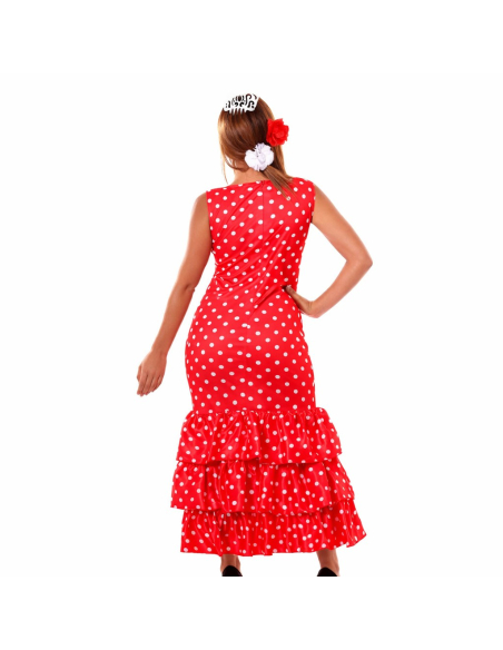 Déguisement espagnole femme – Robe flamenca rouge à pois blancs