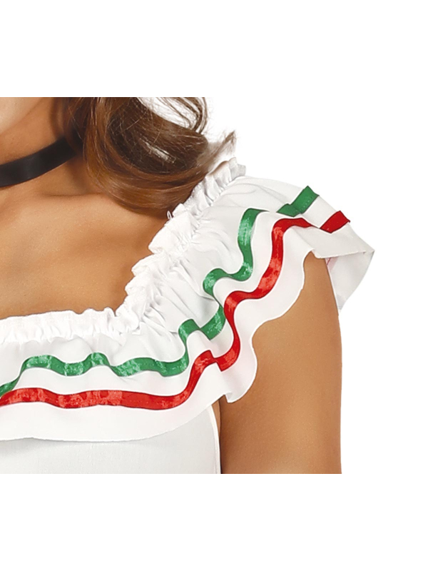 Déguisement mexicaine femme – Robe longue folklorique noire, blanche, rouge et verte
