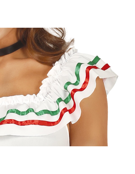 Déguisement mexicaine femme – Robe longue folklorique noire, blanche, rouge et verte