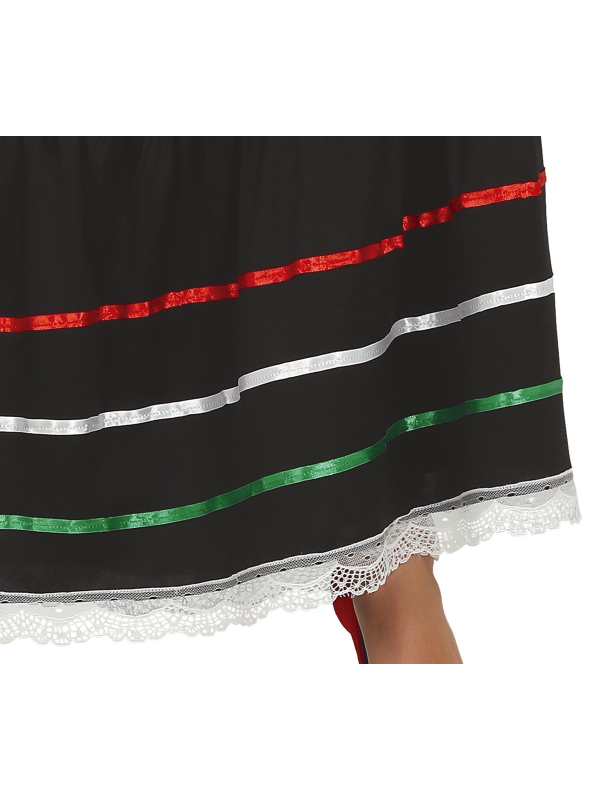 Déguisement mexicaine femme – Robe longue folklorique noire, blanche, rouge et verte