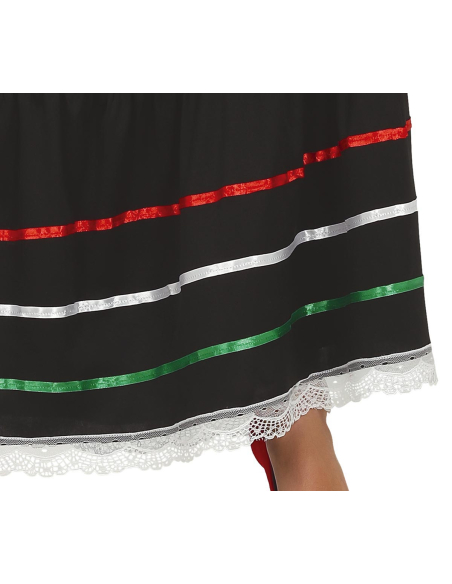 Déguisement mexicaine femme – Robe longue folklorique noire, blanche, rouge et verte