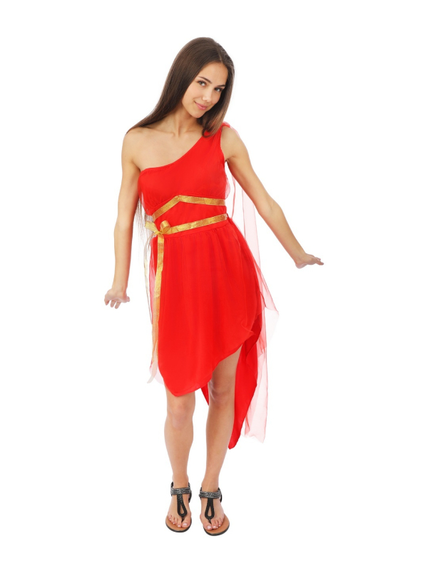 Déguisement Aphrodite Adulte – Robe de Déesse Grecque Rouge Élégante