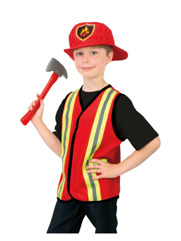 Déguisement Pompier Enfant – Set avec Gilet, Chapeau et Hache