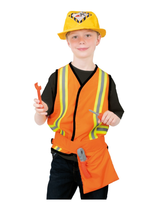 Déguisement Chef de Chantier Enfant – Set avec Gilet, Casque et Outils