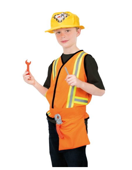 Déguisement Chef de Chantier Enfant – Set avec Gilet, Casque et Outils