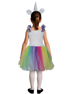 Déguisement Licorne Fille Arc-en-ciel avec robe tutu et serre-tête 2