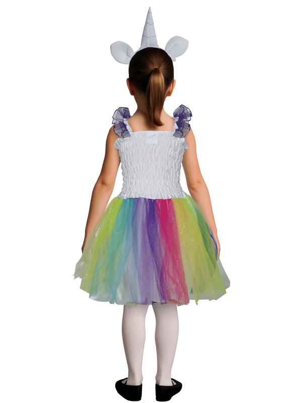 Déguisement Licorne Fille Arc-en-ciel avec robe tutu et serre-tête