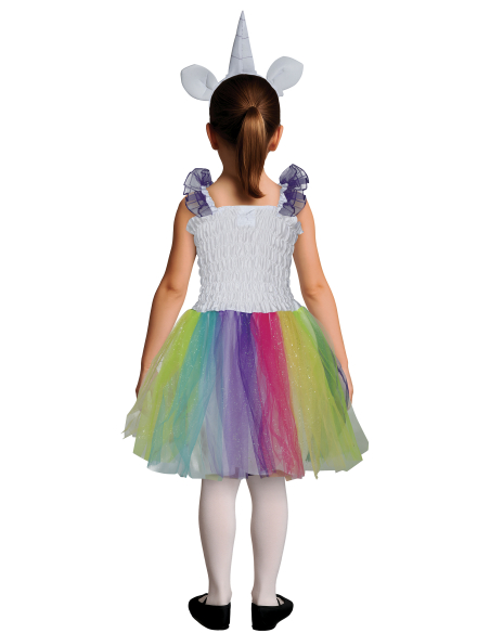 Déguisement Licorne Fille Arc-en-ciel avec robe tutu et serre-tête