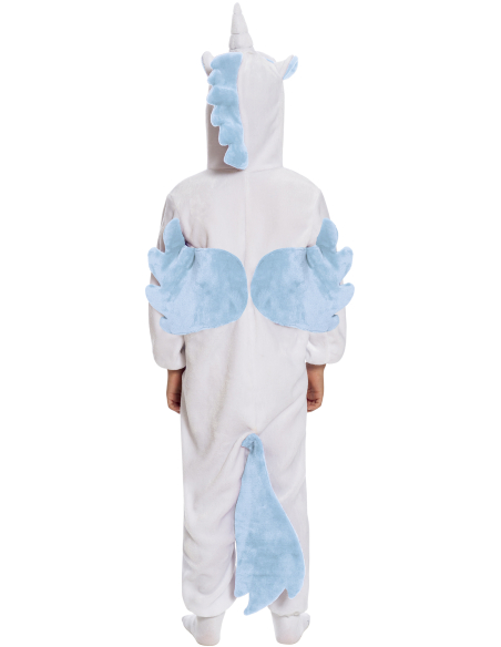 Déguisement Kigurumi Licorne Enfant Bleu et Blanc avec Capuche