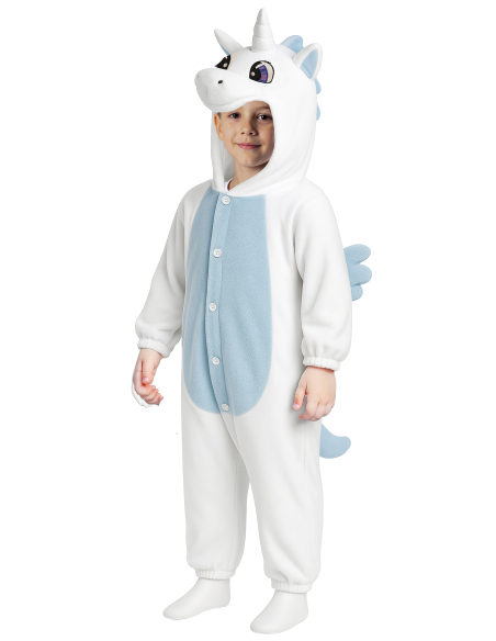 Déguisement Kigurumi Licorne Enfant Bleu et Blanc avec Capuche
