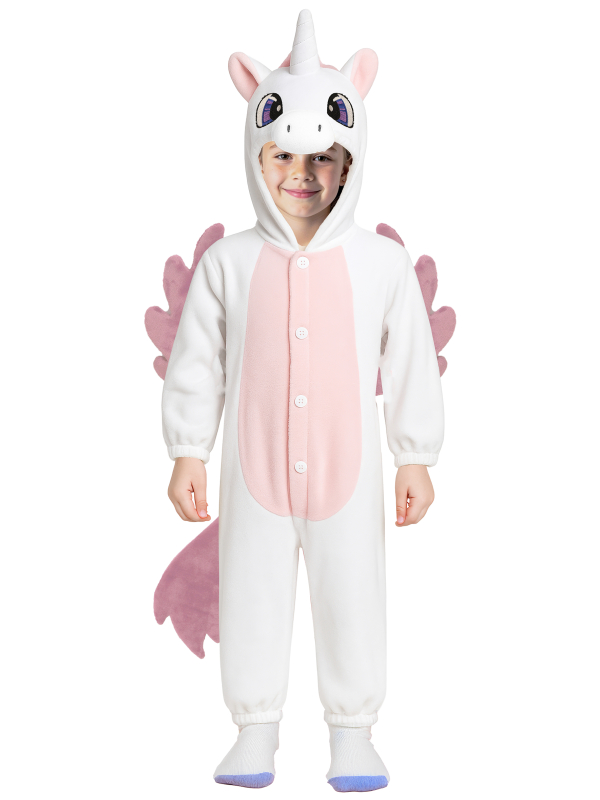 Déguisement Kigurumi Licorne Enfant Rose et Blanc avec Capuche