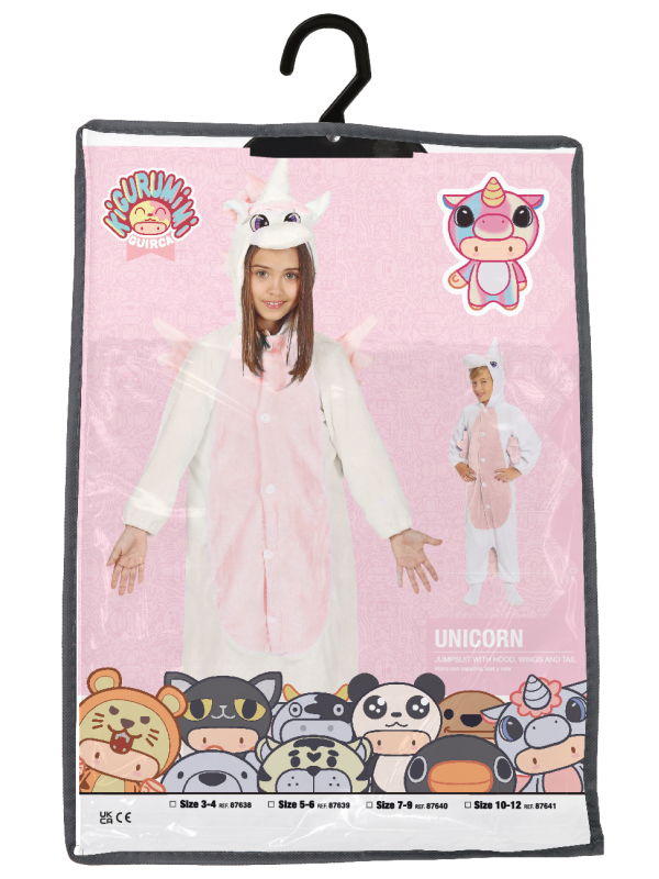 Déguisement Kigurumi Licorne Enfant Rose et Blanc avec Capuche