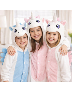 Déguisement Kigurumi Licorne Enfant Rose et Blanc avec Capuche