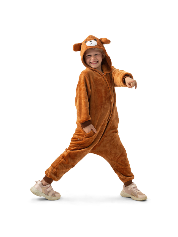 Déguisement ours brun en peluche enfant –...