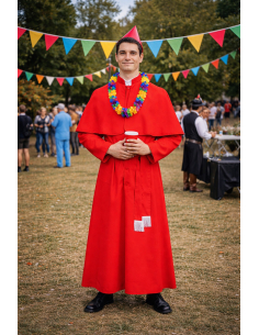 Déguisement de Cardinal – Soutane Rouge avec Calotte et Écharpe
