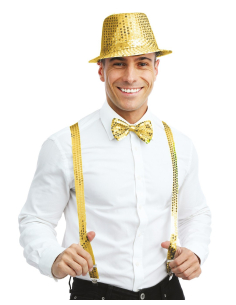 Set Accessoires Disco Or à Sequins – Chapeau, Bretelles et Nœud Papillon 2
