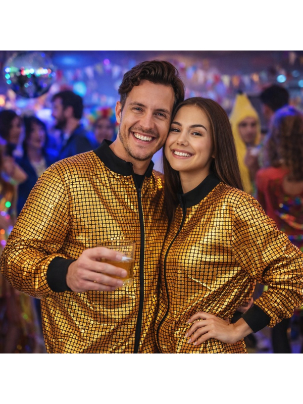 Veste Disco Or Adulte – Motif Boule à Facettes