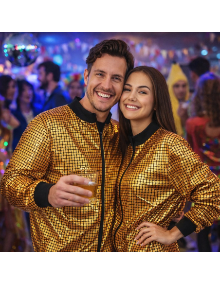 Veste Disco Or Adulte – Motif Boule à Facettes