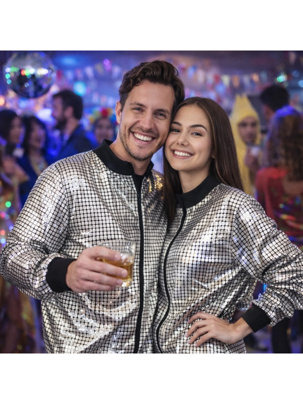 Veste Disco Argent Adulte – Effet Miroir Style Boule à Facettes