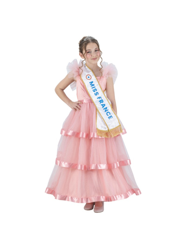Déguisement Miss France® Officiel – Robe Rose à Volants pour Enfant