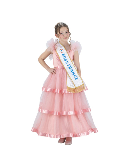 Déguisement Miss France® Officiel – Robe Rose à Volants pour Enfant