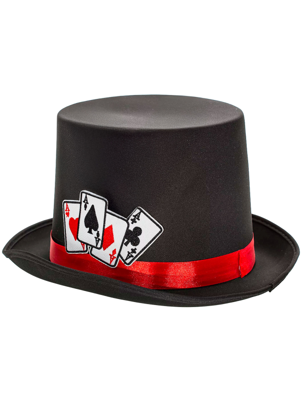 Chapeau haut de forme homme avec cartes – Style Chapelier Fou, cabaret et magie