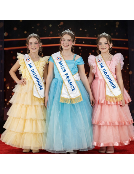 Déguisement Miss France® Officiel – Robe Rose à Volants pour Enfant