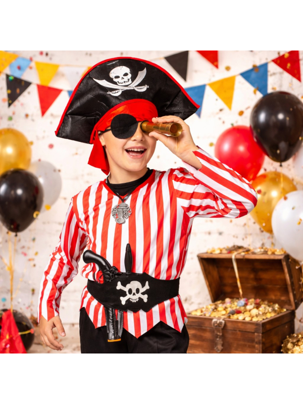 Déguisement pirate enfant rouge et noir –...