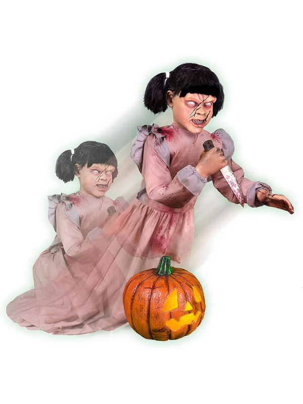 Automate Halloween Fille Zombie Sculptrice de Citrouille Bondissante – Exclusivité Déguiz-Fêtes