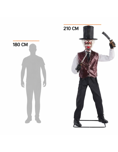 Zombie Barbier Animatronic 213 cm – Décoration Halloween avec Effet LED et Mouvement Animée