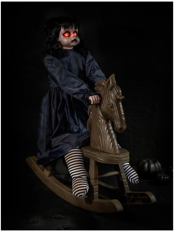 Poupée Animée sur Cheval à Bascule Halloween Exclusivité Déguiz-Fêtes