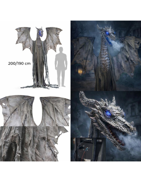 Automate Dragon Géant Animé 200/190 cm - Décor Halloween Spectaculaire