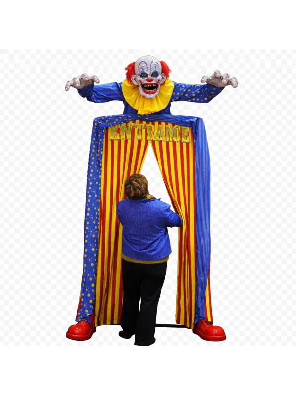 Automate Clown Géant Animé 220 cm - Entrée Halloween Cirque