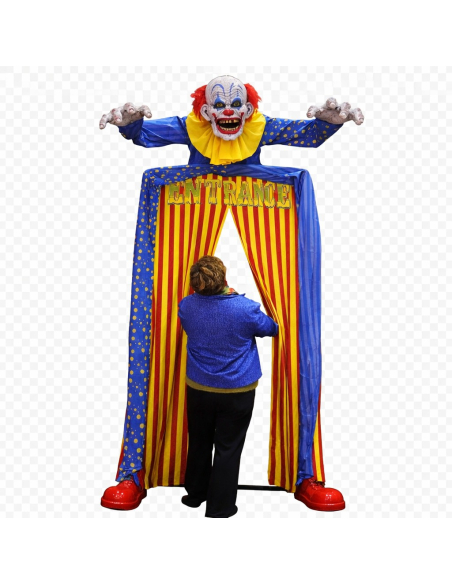 Automate Clown Géant Animé 220 cm - Entrée Halloween Cirque