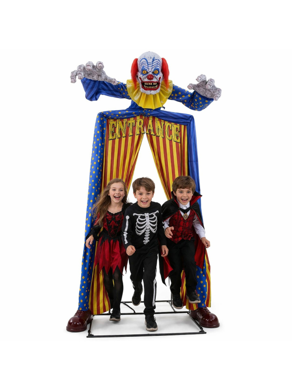 Automate Clown Géant Animé 220 cm - Entrée Halloween Cirque