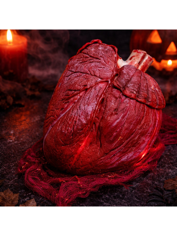 Cœur Humain Battant Animé Halloween – Cœur Réaliste avec Son et Lumière pour Décoration