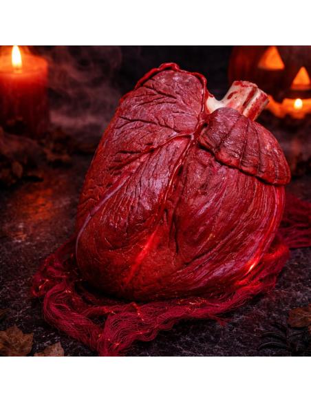 Cœur Humain Battant Animé Halloween – Cœur Réaliste avec Son et Lumière pour Décoration