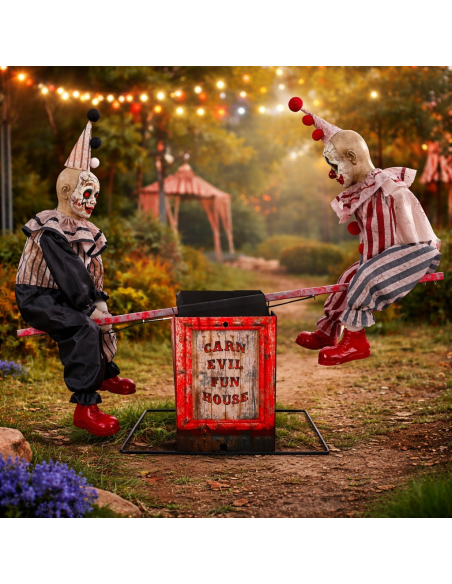 Automates Halloween – 2 Clowns Vintage sur Balançoire Cirque Effrayant