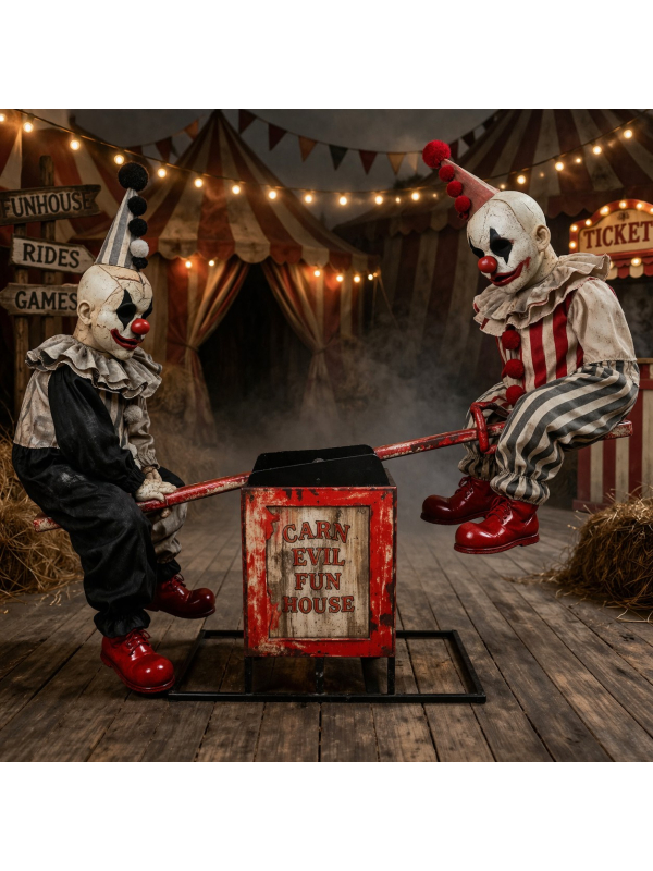 Automates Halloween – 2 Clowns Vintage sur Balançoire Cirque Effrayant
