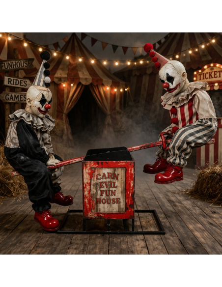 Automates Halloween – 2 Clowns Vintage sur Balançoire Cirque Effrayant