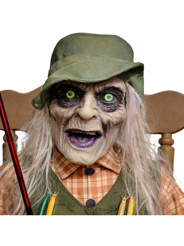 Automate Pêcheur Zombie sur Rocking Chair – Décoration Halloween Animée et Effrayante