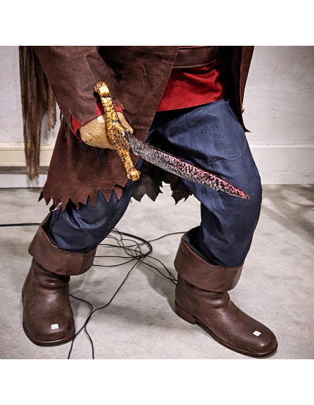 Automate Pirate Zombie avec Épée et Bouteille de Rhum – Décoration Effrayante pour Halloween