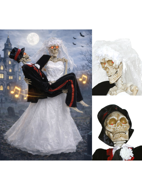 Automate Halloween - Couple de Mariés Squelettes 190 cm - Chansons d'Amour et Musique de Noces en Français