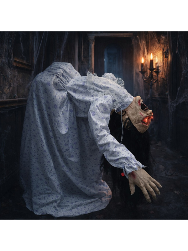Femme Possédée Hurlante – Décoration Effrayante Animée Halloween avec Lumières et Sons