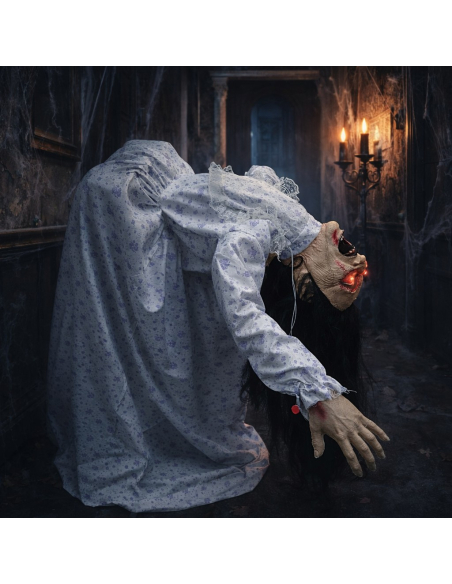 Femme Possédée Hurlante – Décoration Effrayante Animée Halloween avec Lumières et Sons
