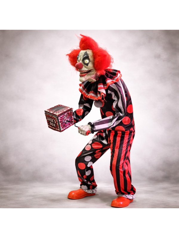 Automate Clown Effrayant 175 cm avec Boîte à Musique - Décoration Cirque Vintage Effrayante Halloween