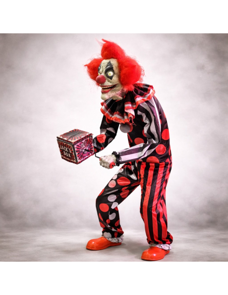 Automate Clown Effrayant 175 cm avec Boîte à Musique - Décoration Cirque Vintage Effrayante Halloween