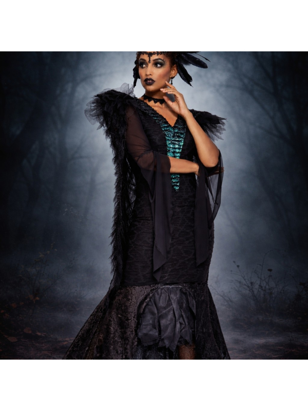 Déguisement Gothique Sorcière Halloween Femme – Robe, Cape et Coiffe